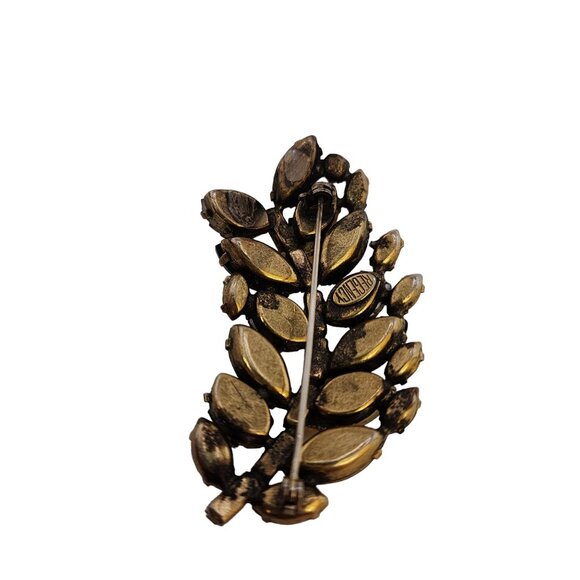 Vintage Signed Regency Molded & Metallic Glass Brooch (A4368) - Picture 5 of 6